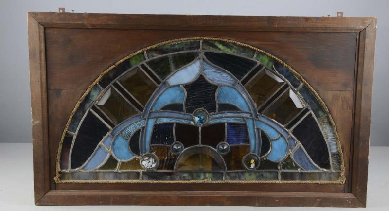 Appraisal: Stained Leaded Glass Panel in Light Box Was lit at