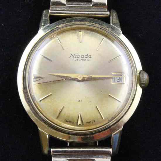 Appraisal: A gentleman's 's ct gold Nivada automatic wrist watch with