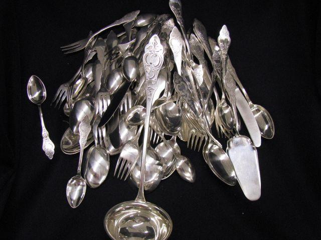 Appraisal: European Silverplate Flatware ornate floral design