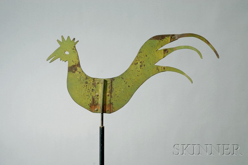 Appraisal: Green-painted Sheet Iron Weather Cock America th century with pierced