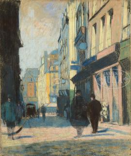 Appraisal: ATTRIBUTED TO LESSER URY German - STREET SCENE Pastel on