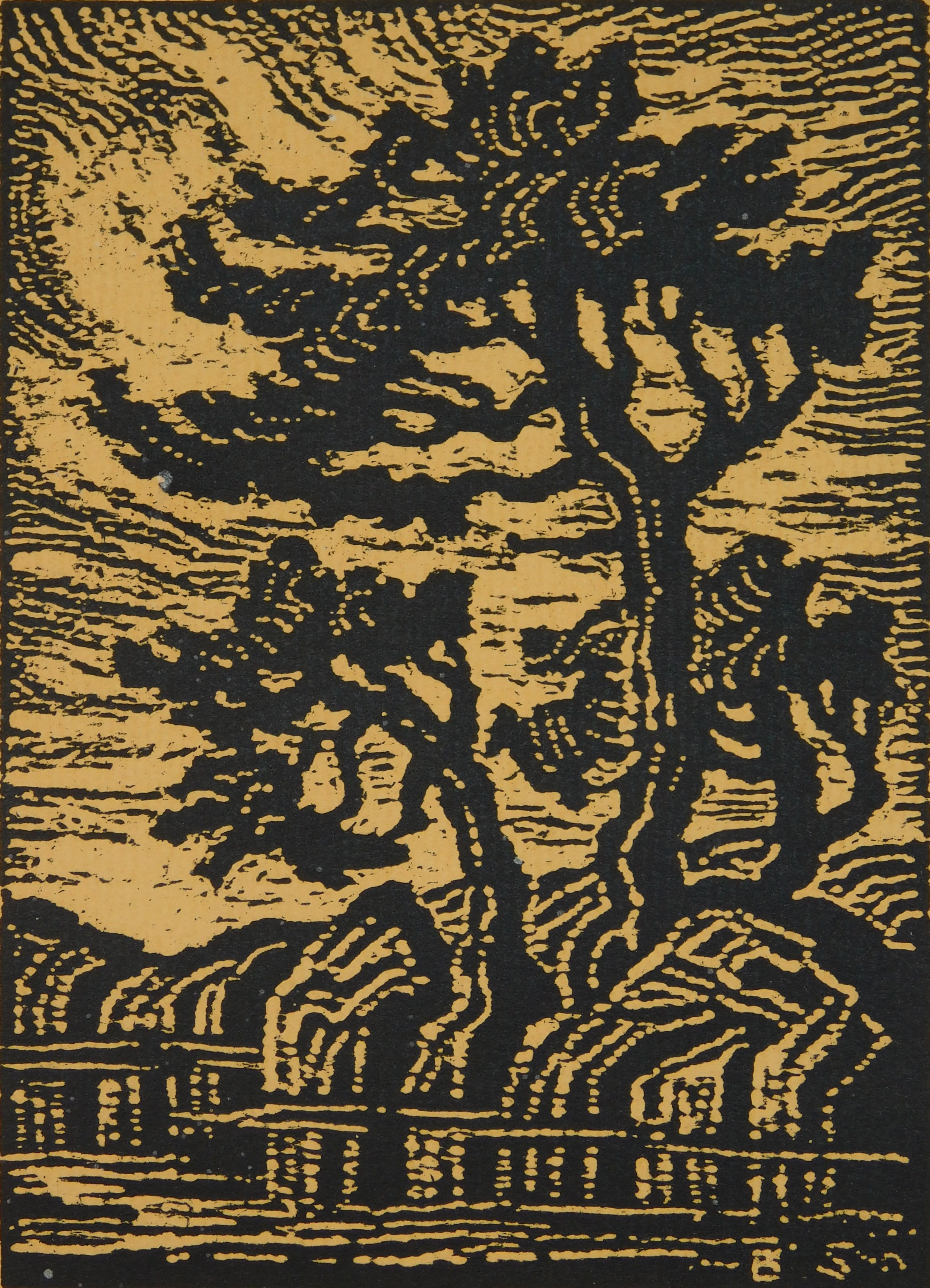 Appraisal: Birger Sandzen - Golden Clouds'' Greenough - woodcut signed and