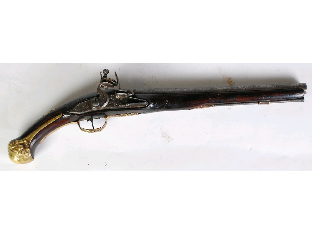 Appraisal: NINETEENTH CENTURY TURKISH FLINTLOCK HOLSTER PISTOL full stocked barrel the