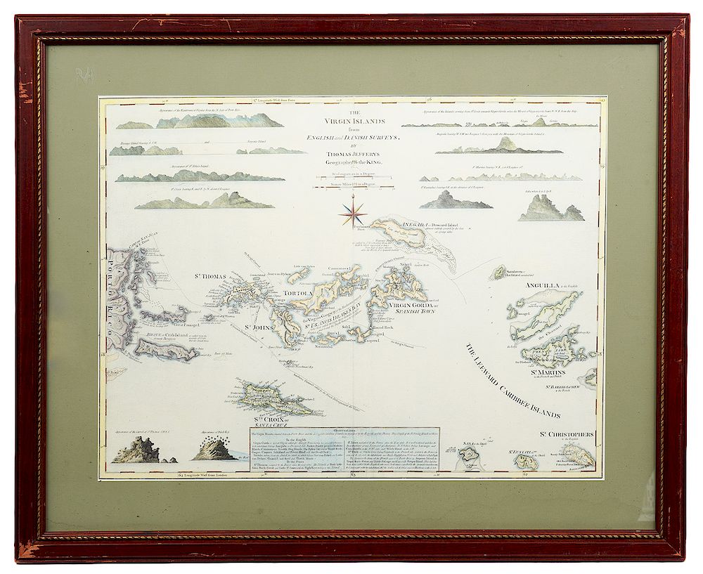 Appraisal: Virgin Islands Map from English Danish Surveys Hand colored map