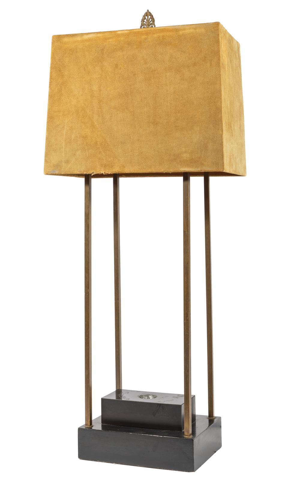 Appraisal: Billy Haines-Style Lamp Base c s rectangular faux suede shade