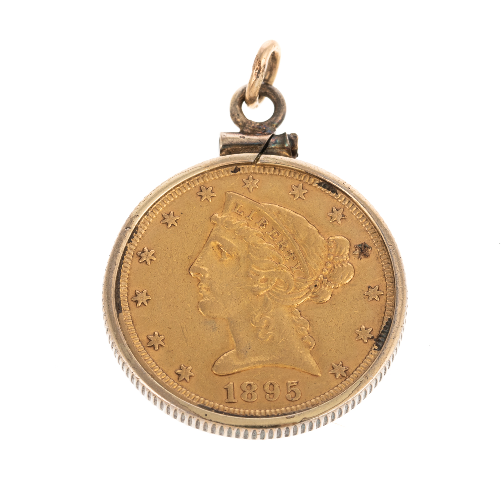 Appraisal: A LIBERTY GOLD HALF EAGLE IN SILVER BEZEL Liberty Gold