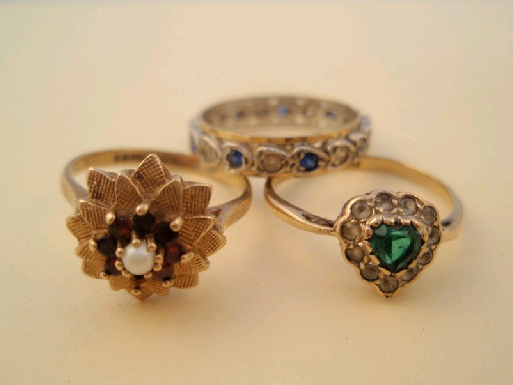 Appraisal: Three ct gold stone set dress rings