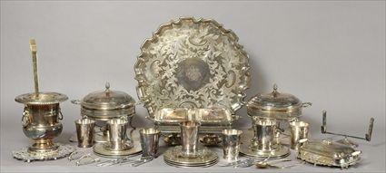 Appraisal: Assorted Silverplate Table Articles Including chafing dishes with glass liners