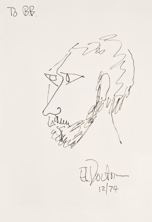 Appraisal: E L DOCTOROW American Self-portrait ink on paper x inches