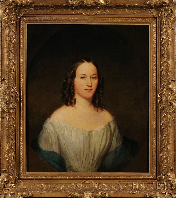 Appraisal: American School th Century Portrait of Young Woman Unsigned Oil