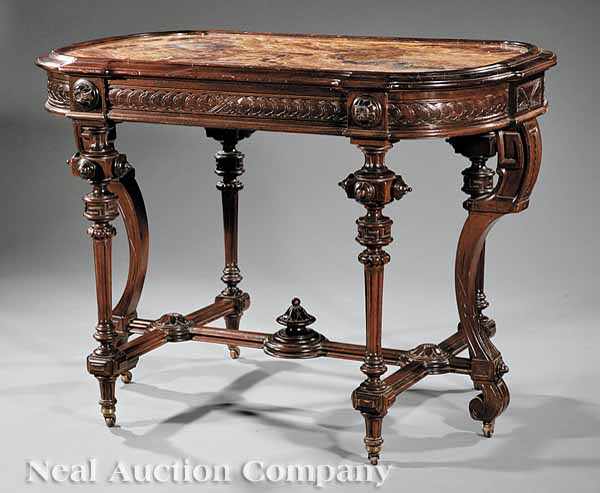 Appraisal: An American Renaissance Carved Walnut Center Table c attributed to