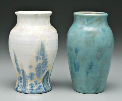 Appraisal: Two Pisgah Forest vases one with mottled blue glaze impressed