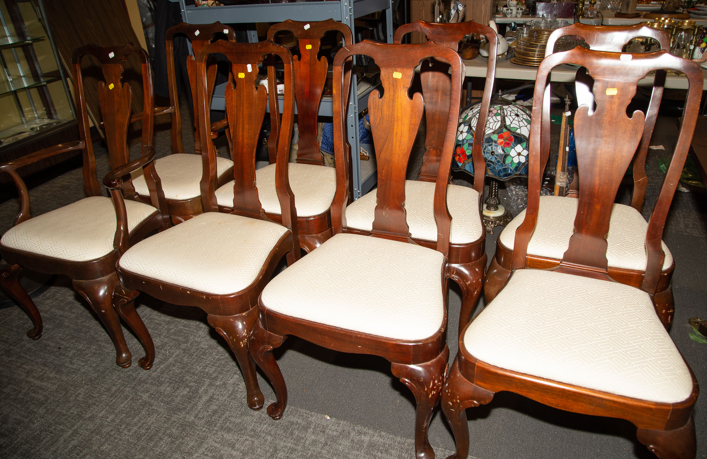 Appraisal: SET OF EIGHT QUEEN ANNE STYLE CHAIRS Includes six sides