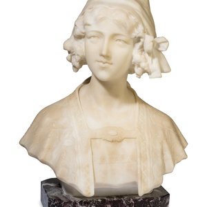 Appraisal: An Italian Carved Alabaster Bust of a Young Girl on