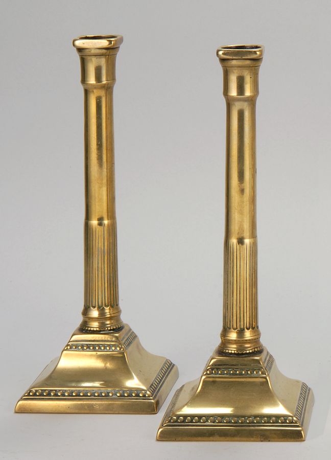 Appraisal: PAIR OF GEORGIAN BRASS CANDLESTICKS Third Quarter of the th