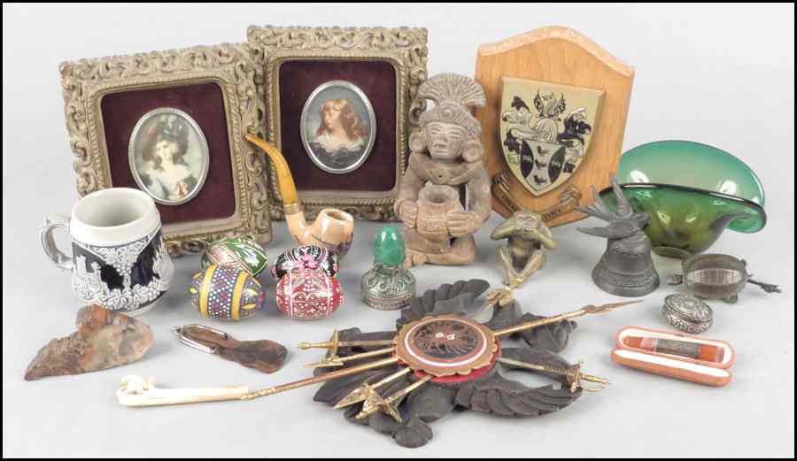 Appraisal: COLLECTION OF DECORATIVE ITEMS Comprised of two framed portrait plaques