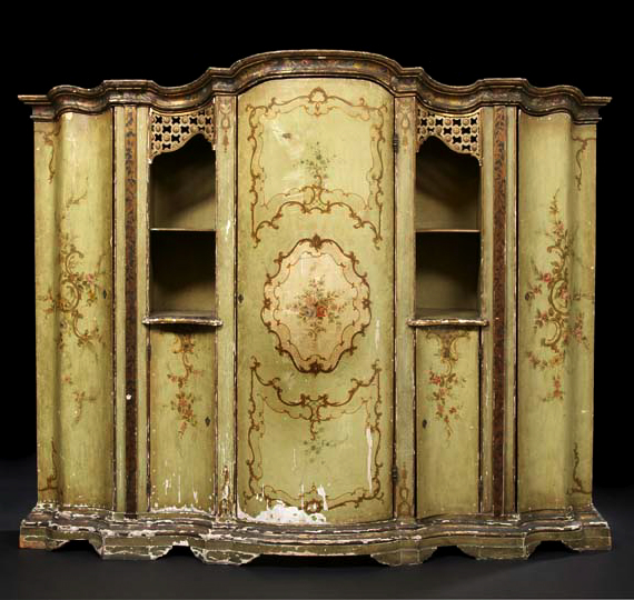 Appraisal: Large Florentine Polychromed Cabinet mid- th century the domed and