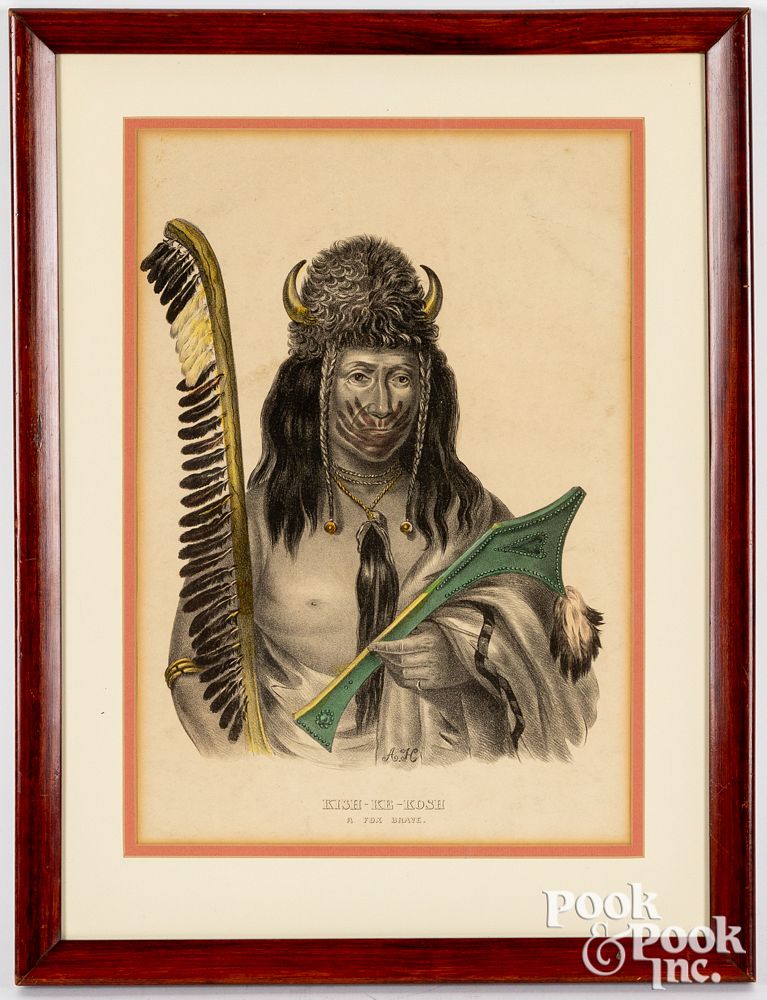 Appraisal: Hand-colored lithograph of Kish-Ke-Kosh Hand-colored lithograph of Kish-Ke-Kosh after George