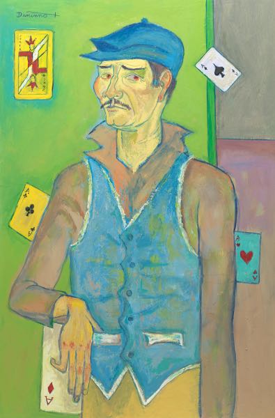 Appraisal: FRANK DININNO AMERICAN - x Self Portrait in Blue Vest