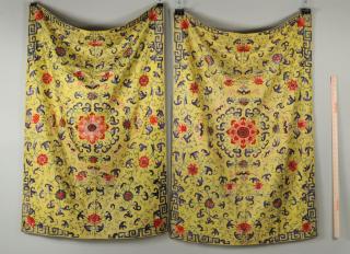 Appraisal: Pair Chinese Embroidered Panels Pair of Chinese embroidered panels having