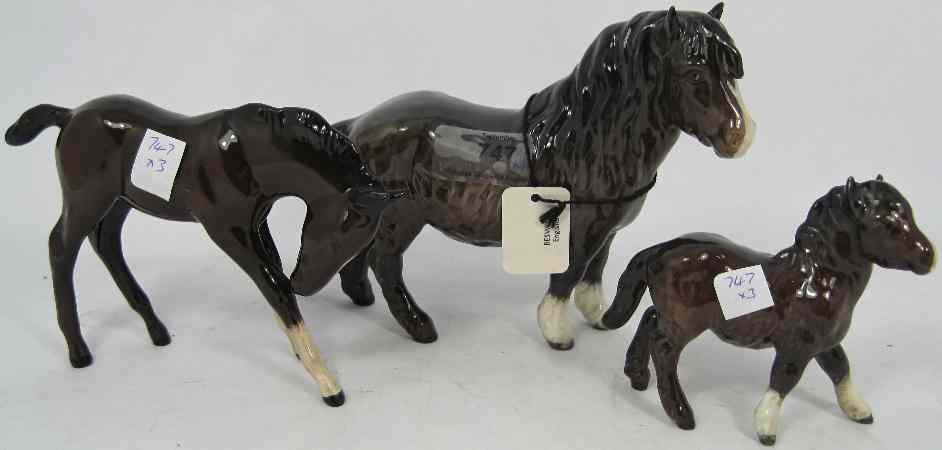 Appraisal: Beswick Brown Horses Shetland Pony Shetland Foal And Faol with