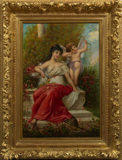 Appraisal: Hans Zatzka Austrian - Cupid and a Maiden Seated in