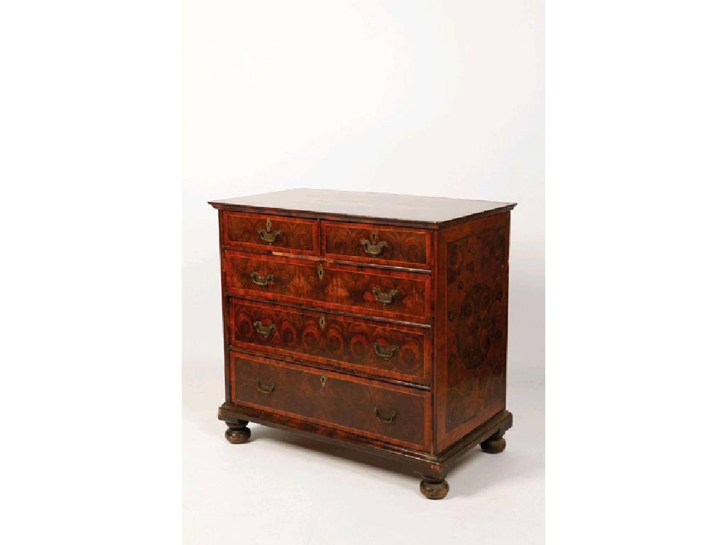 Appraisal: A QUEEN ANNE WALNUT VENEERED CHEST OF DRAWERS the rectangular