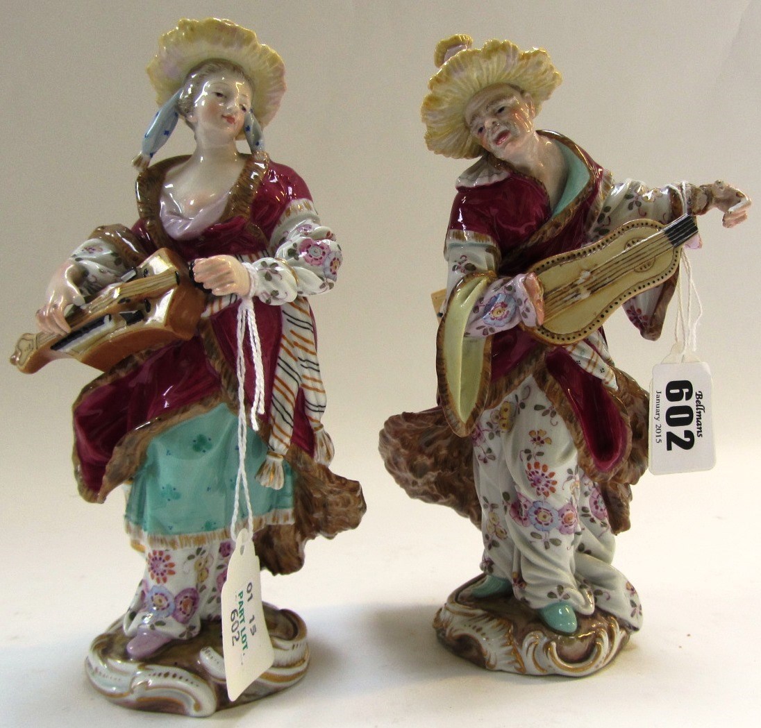 Appraisal: A pair of Meissen Malabar figures c blue crossed swords