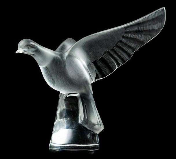 Appraisal: A Lalique Molded and Frosted Glass Dove A Lalique Molded