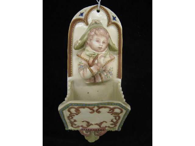 Appraisal: Victorian Porcelain Figural Wall Pocket for matches etc figure of