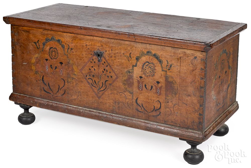 Appraisal: Pennsylvania painted pine dower chest Pennsylvania painted pine dower chest