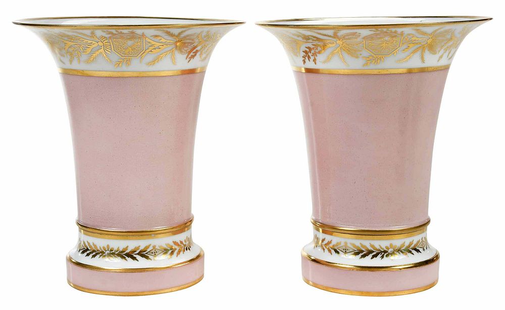 Appraisal: Pair of Paris Porcelain Style Cachepots th century cachepots in