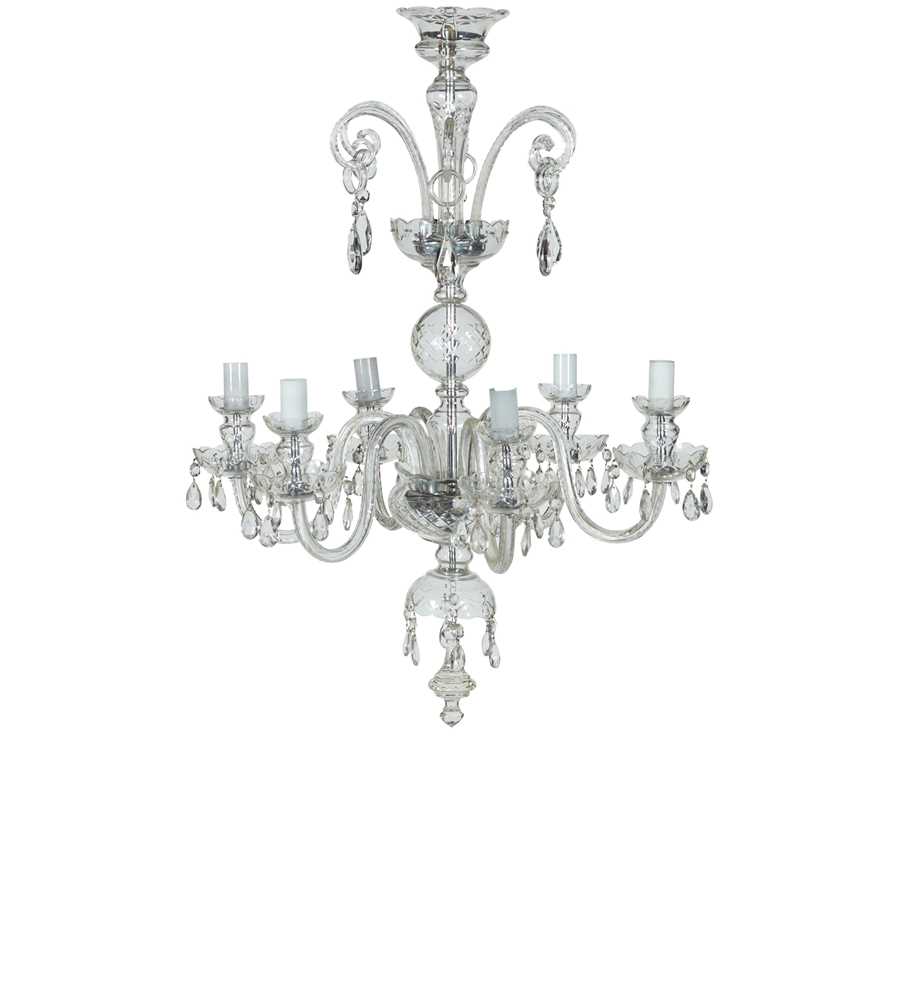 Appraisal: REGENCY STYLE CUT GLASS SIX LIGHT CHANDELIER TH CENTURY hung