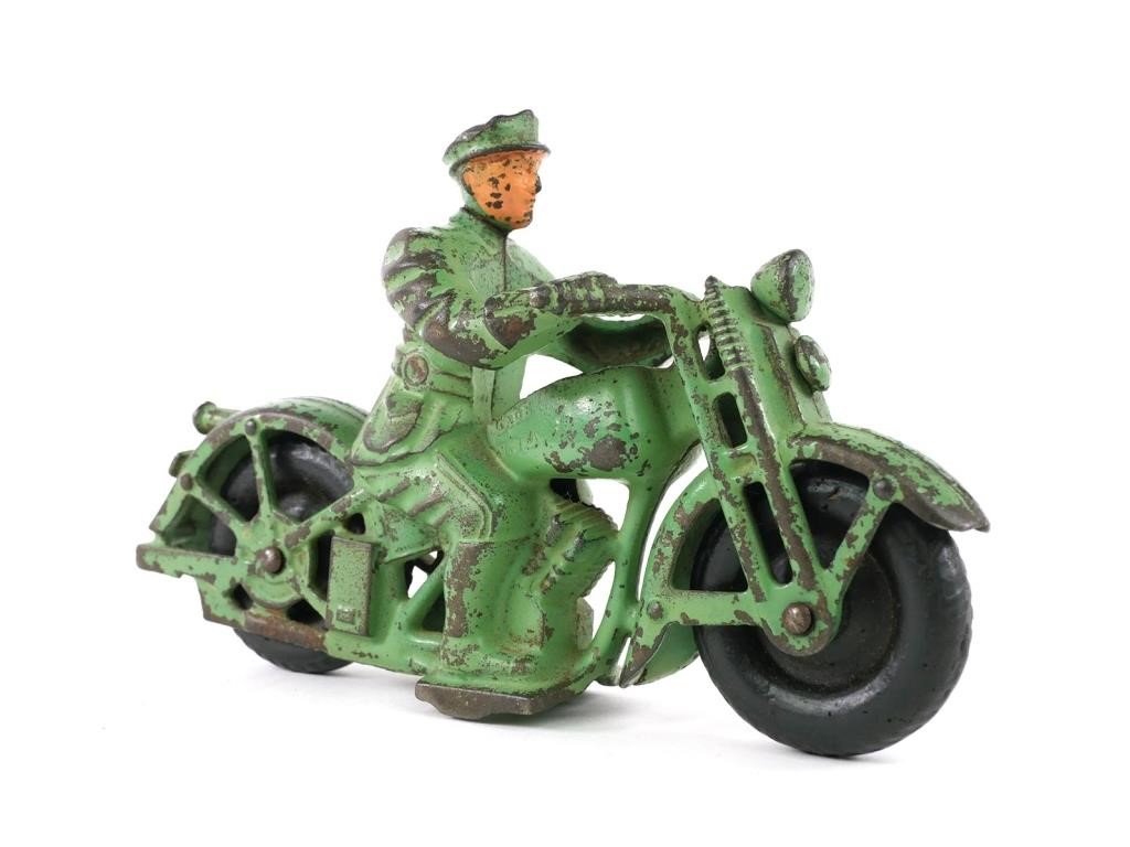 Appraisal: ANTIQUE CAST IRON HUBLEY PATROL MOTORCYCLECast iron Green Hubley Patrol