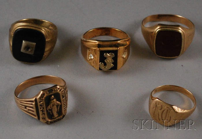 Appraisal: Four kt Gold Rings one set with onyx and one