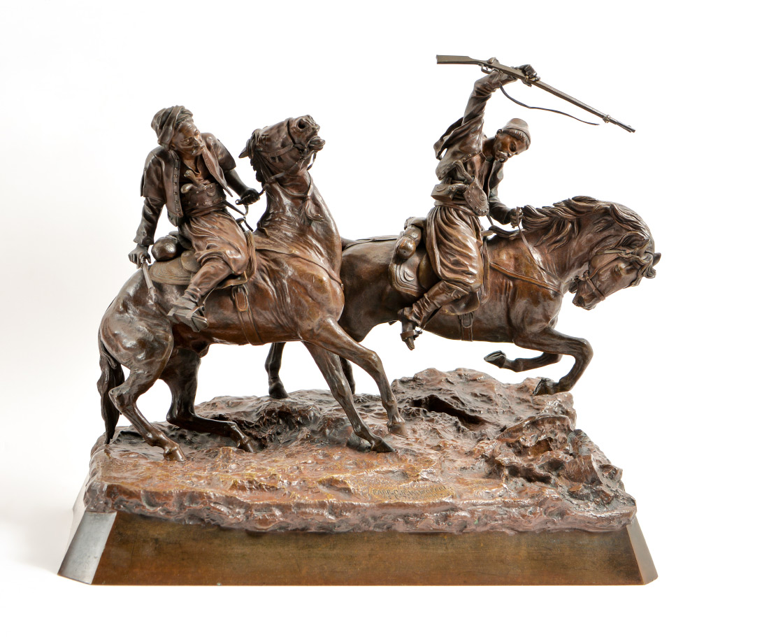 Appraisal: GRACHEV Vassili Russian - ''Galloping Cherkessians'' Bronze Grouping '' height