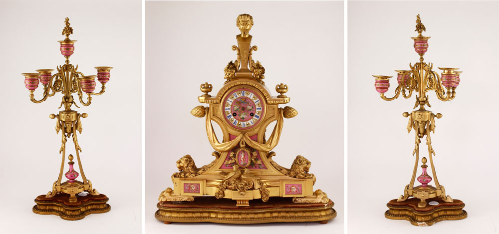 Appraisal: A - Late th C French Gilt Brass Mantel Clock