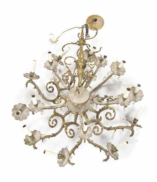 Appraisal: A Louis XV Style Gilt Bronze Fifteen-Light Chandelier the scrolling