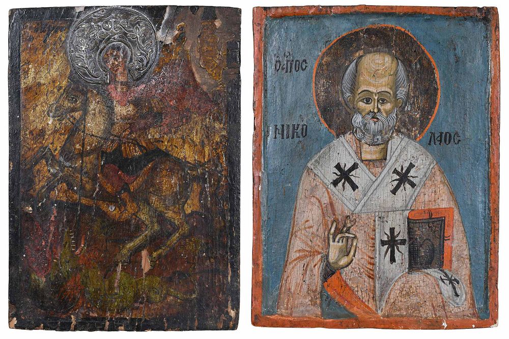 Appraisal: Two Russian Icons th and th century St Michael with