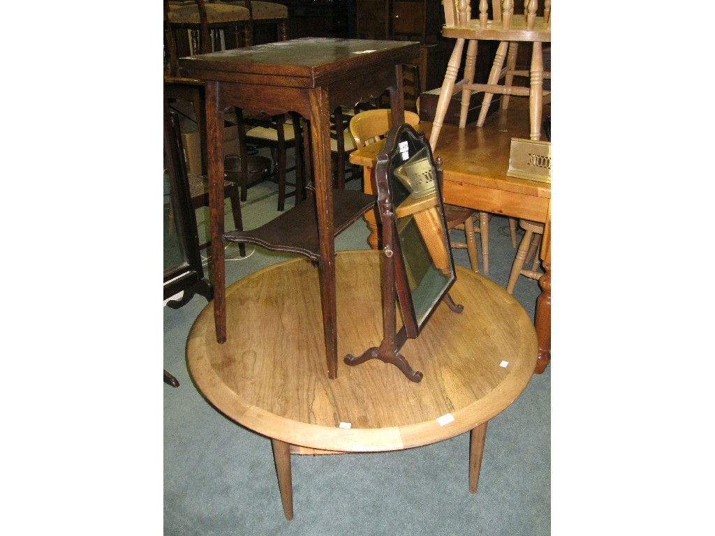 Appraisal: Lot comprising oak fold over card table toilet mirror and