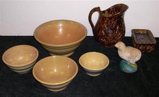 Appraisal: Four assorted size yellowware bowls the largest '' h x