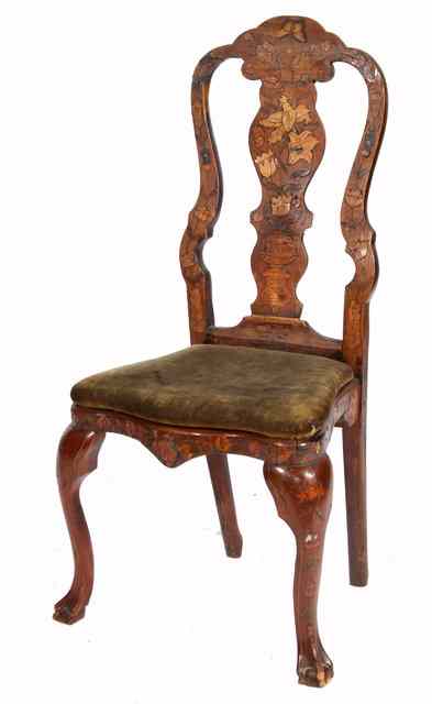 Appraisal: AN TH CENTURY WALNUT POSSIBLY DUTCH DINING CHAIR with decorative