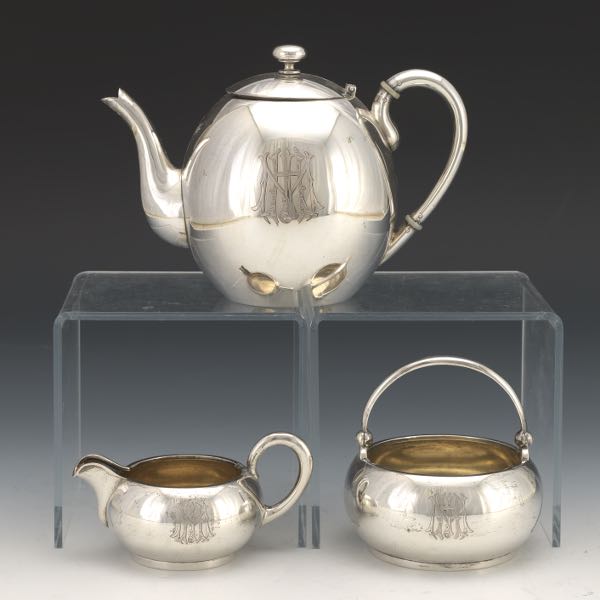 Appraisal: GERMAN M H WILKENS SOHNE SILVER THREE-PIECE TEA SERVICE CA