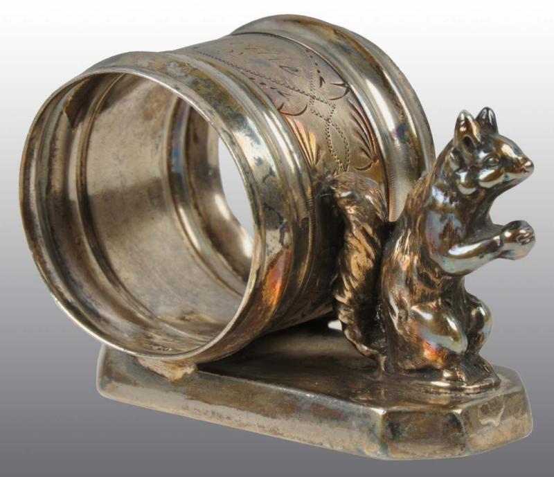 Appraisal: Squirrel with Nut Figural Napkin Ring Description Simpson Hall Condition