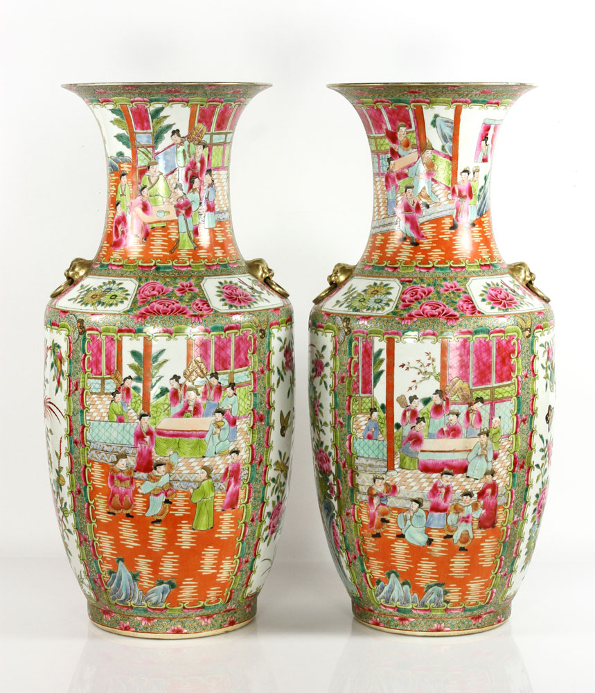 Appraisal: - Pr Chinese Rose Medallion Vases Pair of Chinese rose