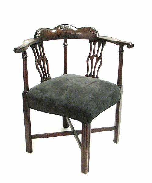 Appraisal: A English mahogany corner chair height in width in depth