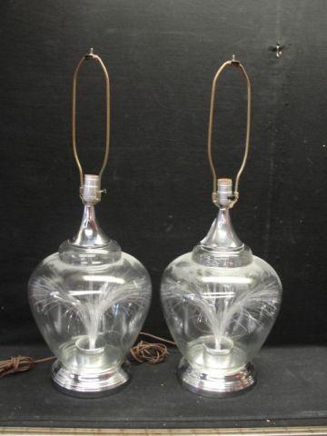 Appraisal: Pair of Midcentury Glass and Fiber Optic Lamp From a