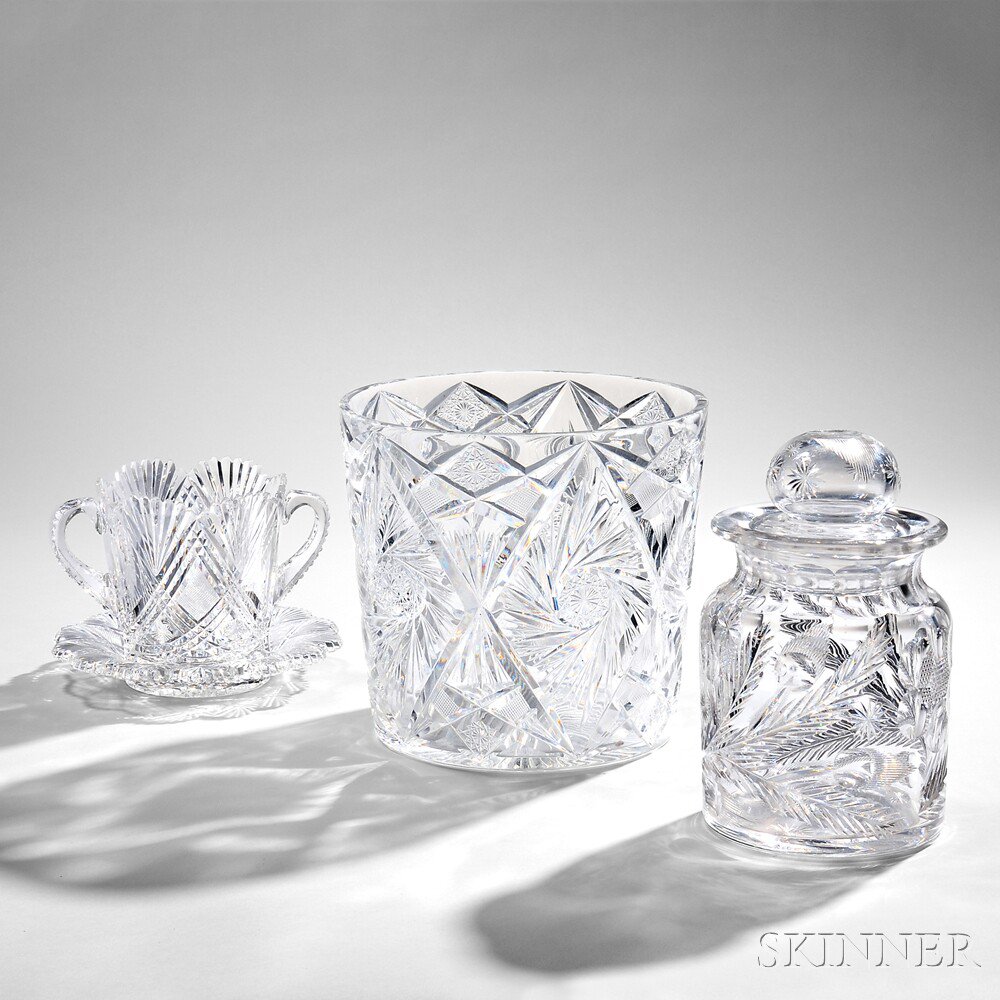 Appraisal: Three American Brilliant-cut Glass Items late th early th century