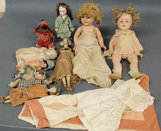 Appraisal: Grouping of dolls various makers and ages doll quilt doll