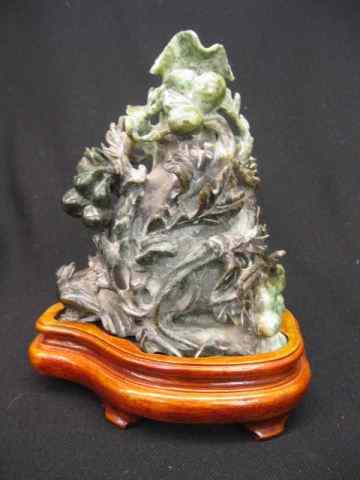 Appraisal: Carved Jade Figurine fruit vine bird at base '' plus